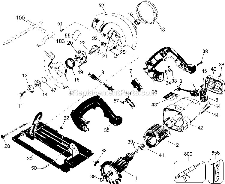 Black and Decker 7359-AR (Type 3) Electric Saw Power Tool Page A Diagram
